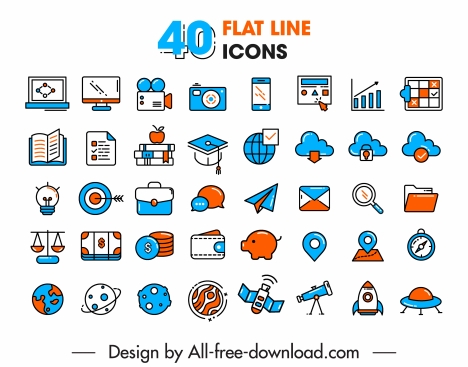 468x367 Ui Icons Collection Flat Classical Sketch Vectors Stock In Format