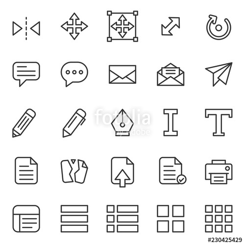 500x500 Set Of Basic Ui Ux Icons, With Simple Line Style, Use For Web