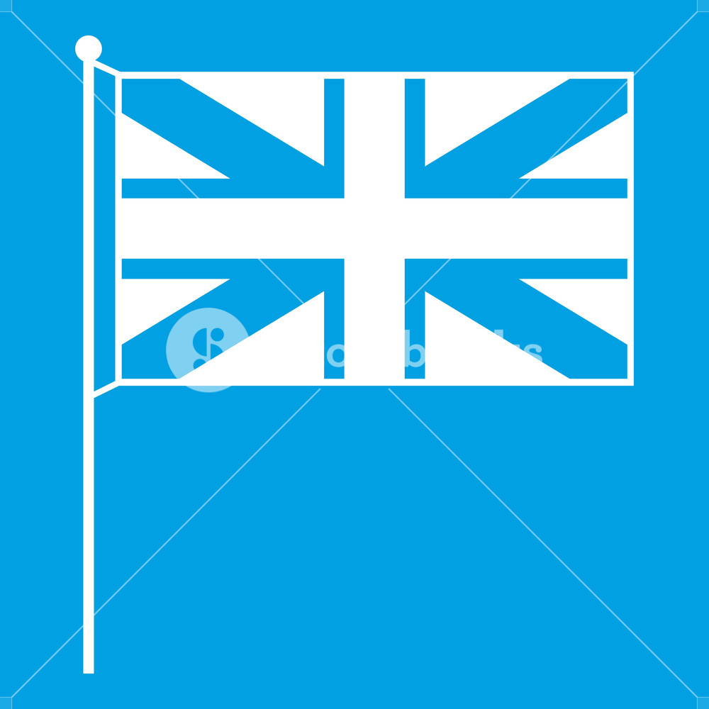 1000x1000 Uk Flag Icon White Isolated On Blue Background Vector Illustration