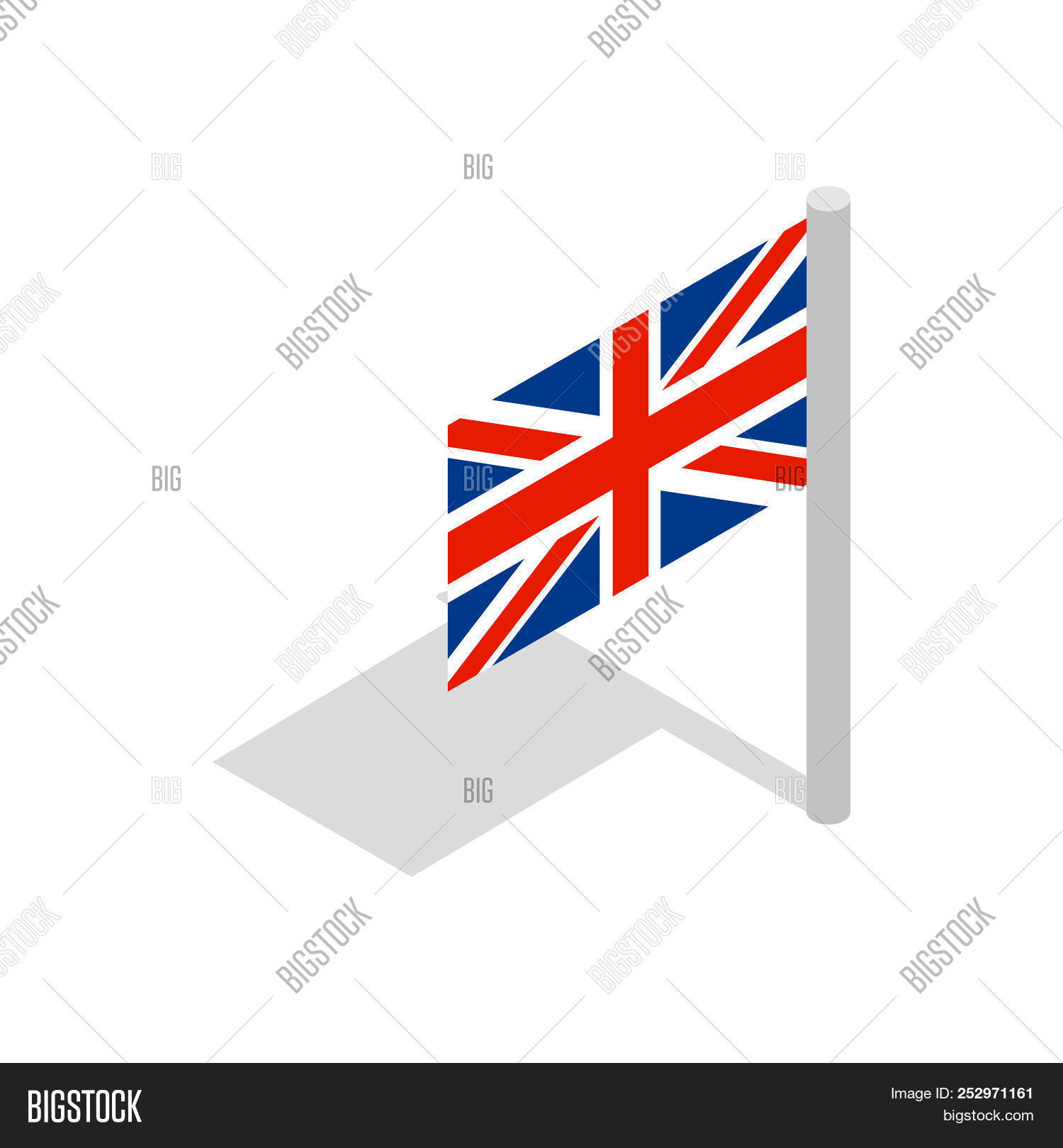 1500x1620 Uk Flag Icon In Isometric Style Isolated On White Image