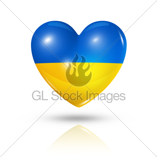 500x500 Love Ukraine, Heart Flag Icon Gl Stock Images