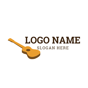 284x284 White And Yellow Ukulele Icon Logo Design Music Logo Custom