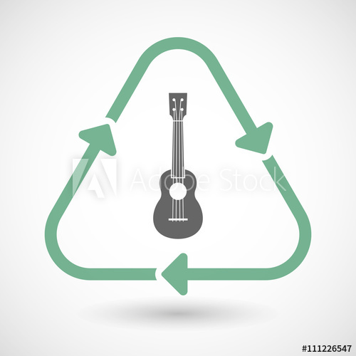 500x500 Line Art Recycle Sign Icon With An Ukulele