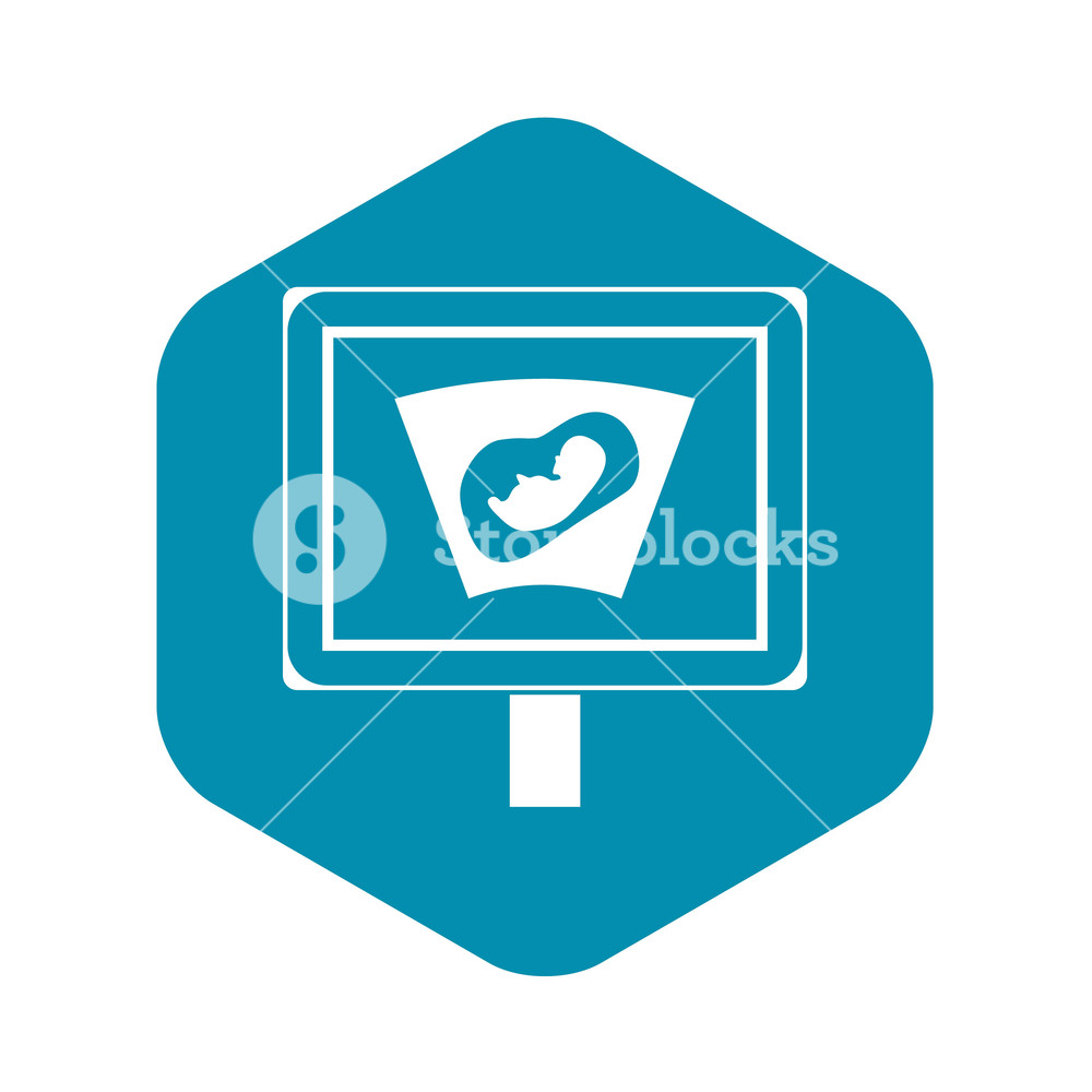 1000x1000 Ultrasound Of Baby In Mother Womb Icon Simple Illustration