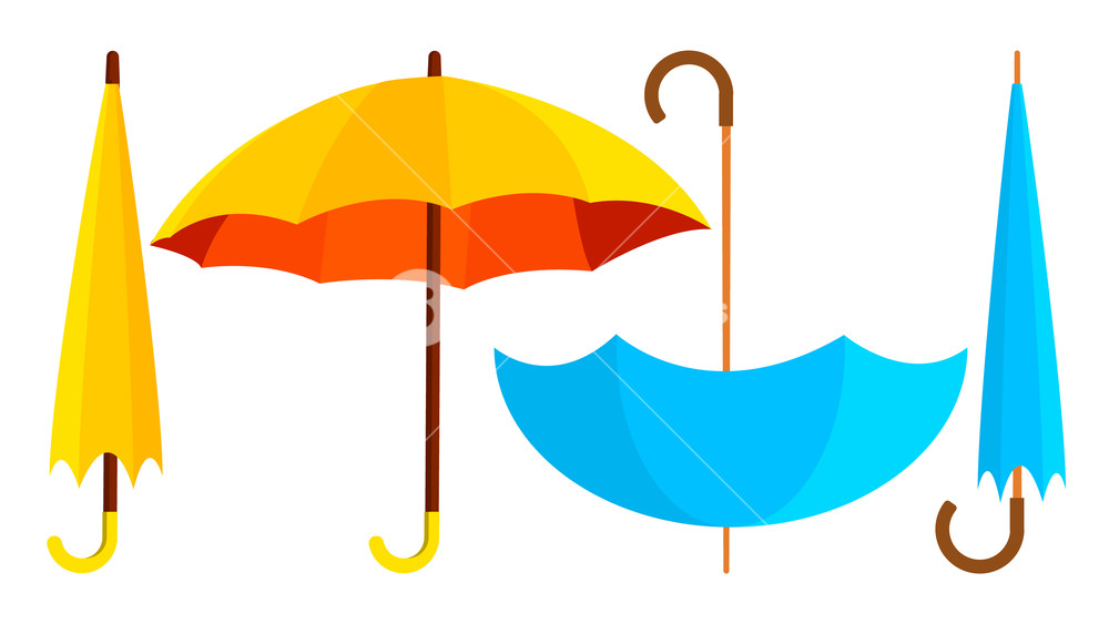 1000x563 Umbrella Icon Vector Opened And Closed Autumn Rain Concept