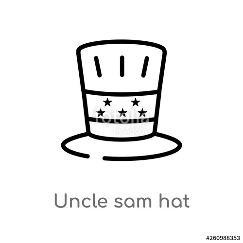 500x500 Outline Uncle Sam Hat Vector Icon Isolated Black Simple Line