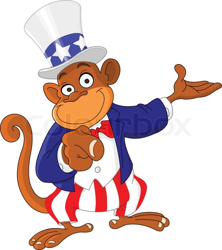 709x800 Pointing Monkey Dressed As Uncle Sam Stock Vector Colourbox