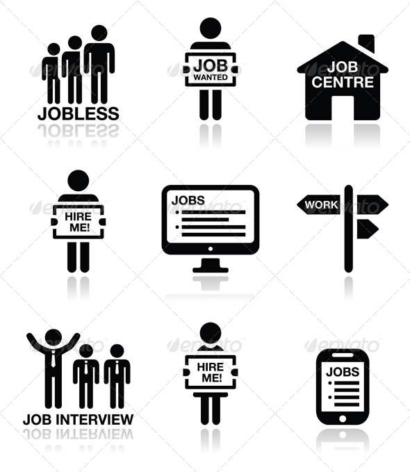 590x679 Unemployment Job Searches Icons Set