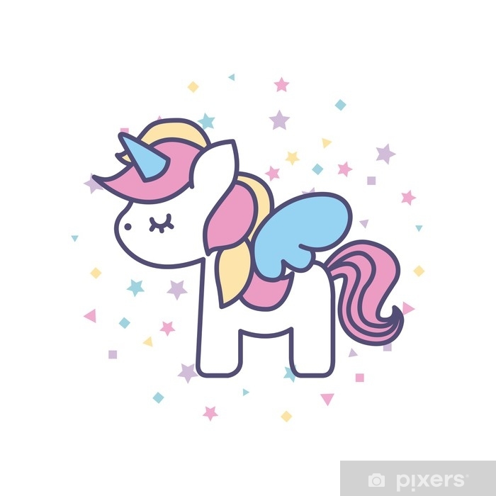 700x700 Drawing Cute Unicorn Icon Vector Illustration Design Wall Mural