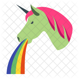 256x256 Vomiting Unicorn Icon Of Flat Style