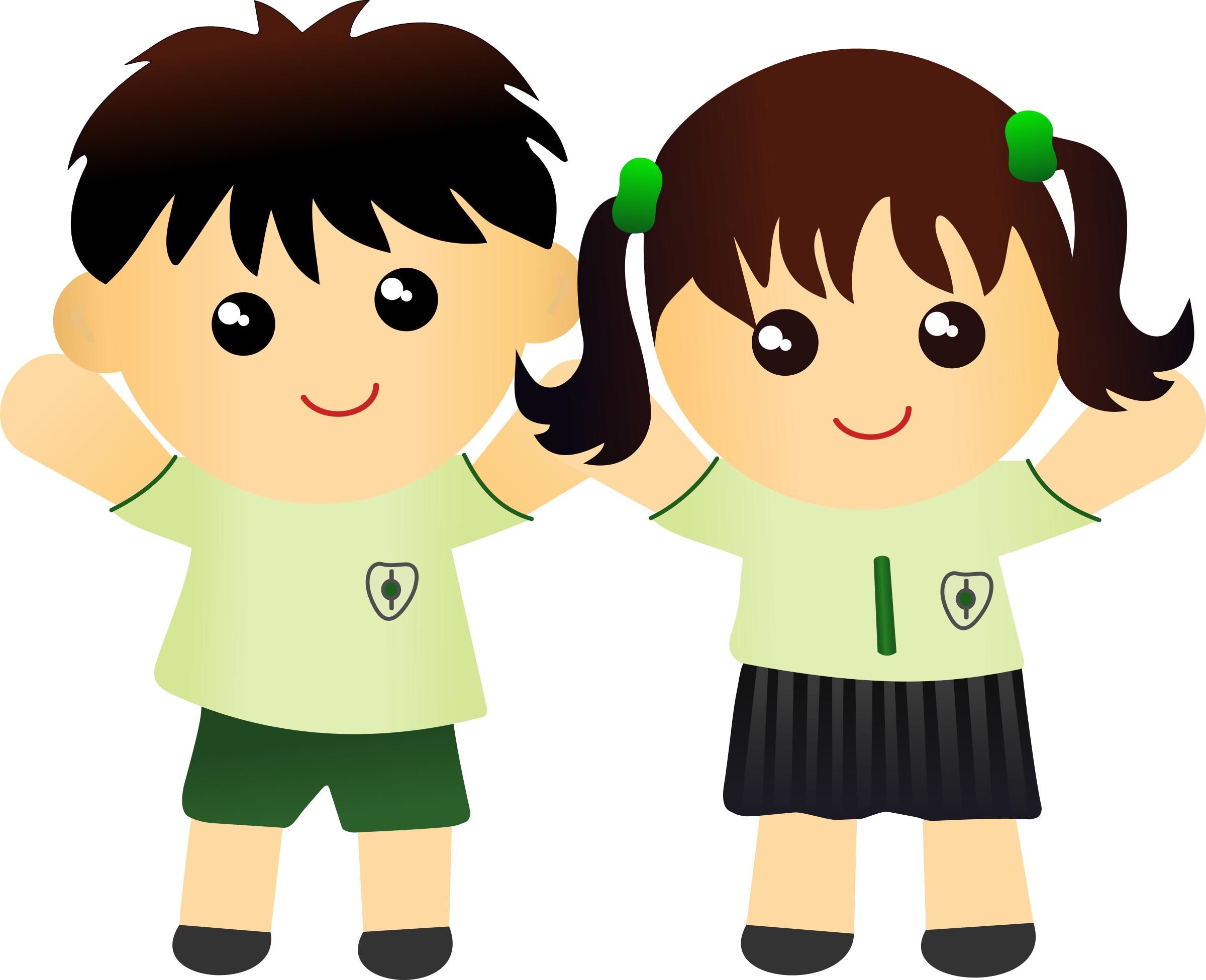 2400x1951 Two Kids In School Uniform Icons Png