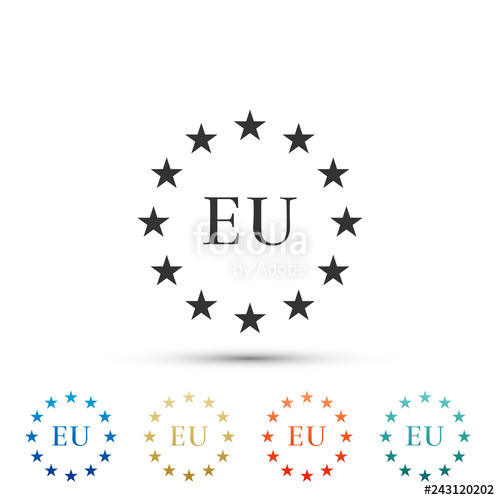 Flag Of European Union Icon Isolated On Grey Background Eu Circle 500x500 Flag Of European Union Icon Isolated On Grey Background Eu Circle