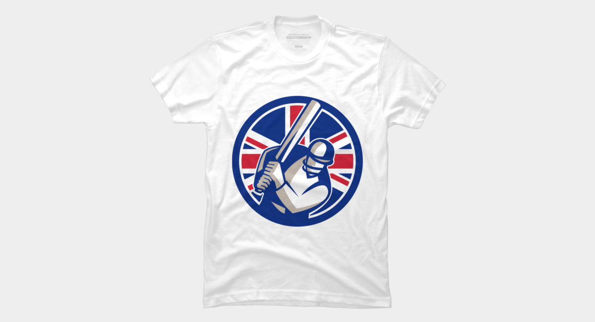 1200x650 British Cricket Batsman Batting Union Jack Flag Icon T Shirt