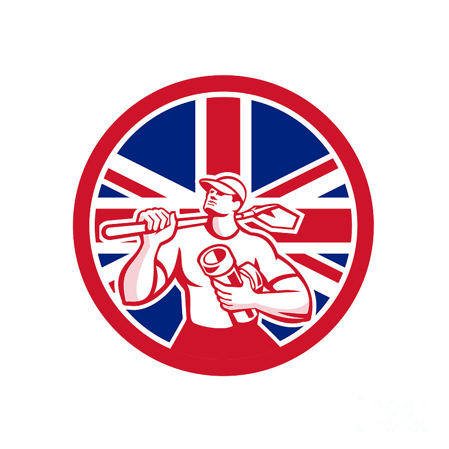 900x900 British Drainlayer Union Jack Flag Icon Digital Art