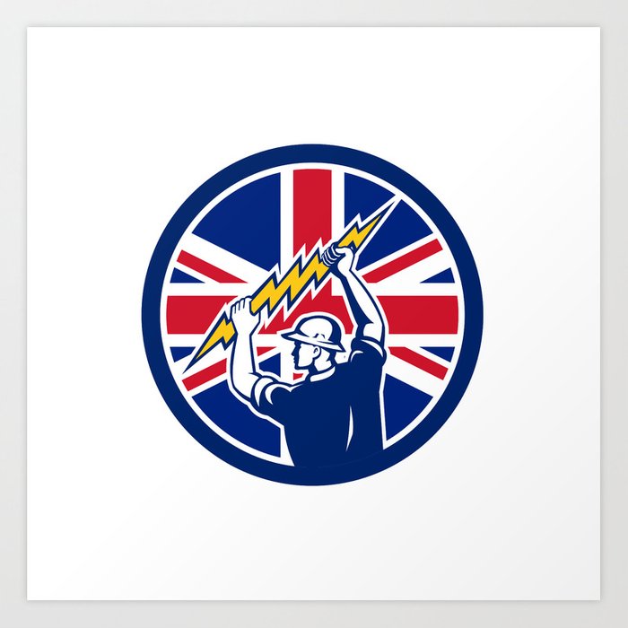 700x700 British Electrician Union Jack Flag Icon Art Print