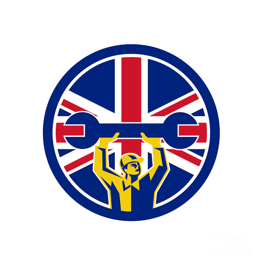 900x900 British Mechanic Union Jack Flag Icon Digital Art