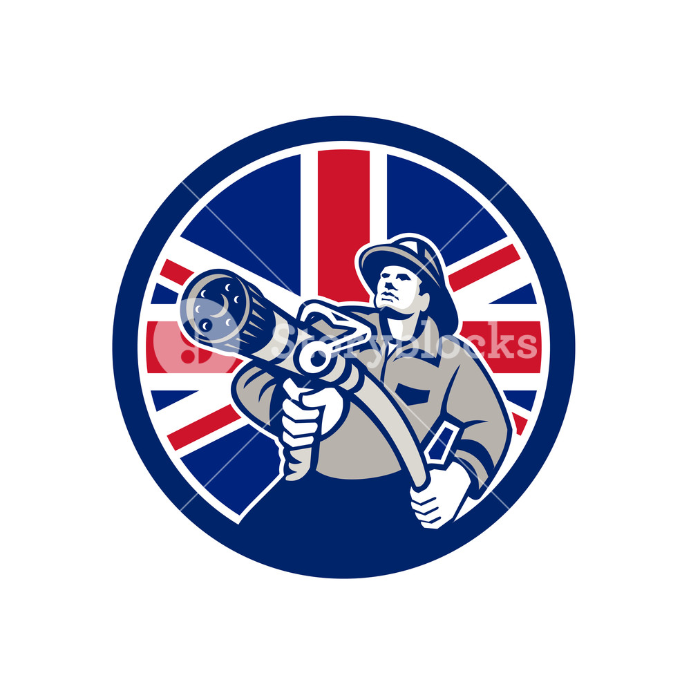 1000x1000 Icon Retro Style Illustration Of A British Firefighter Or Fireman