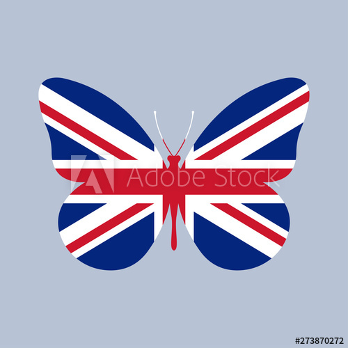 500x500 Uk Flag In The Shape Of A Butterfly British Union Jack Icon