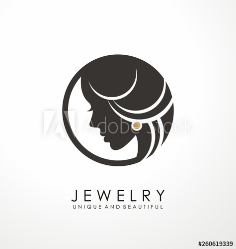 475x500 Jewelry Logo Symbol Design With Beautiful Woman Portrait