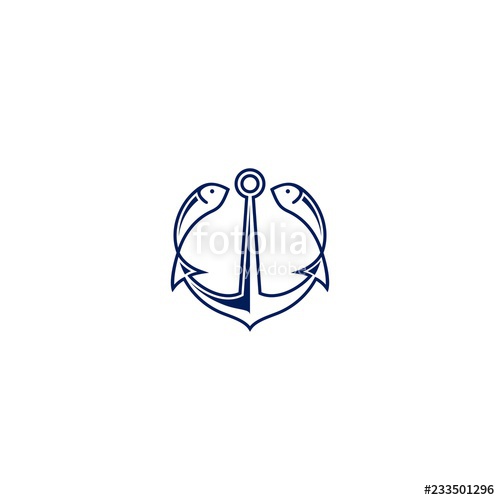 500x500 Ancor And Fish Shaped Together And Make A Unique Icon Stock Image