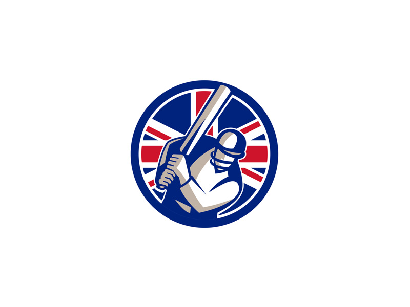 800x600 British Cricket Batsman Batting Union Jack Flag Icon