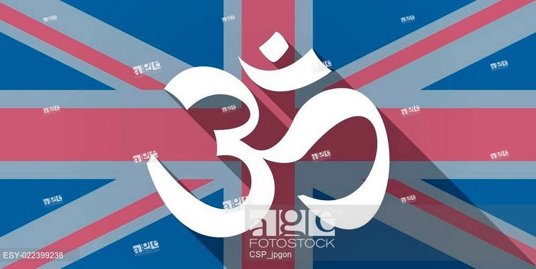 1049x527 United Kingdom Flag Icon With An Om Sign, Stock Photo, Picture