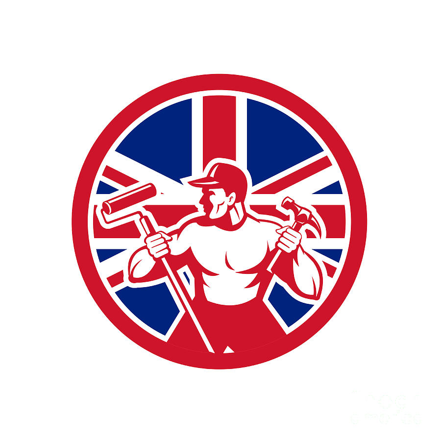 900x900 British Handyman Union Jack Flag Icon Digital Art