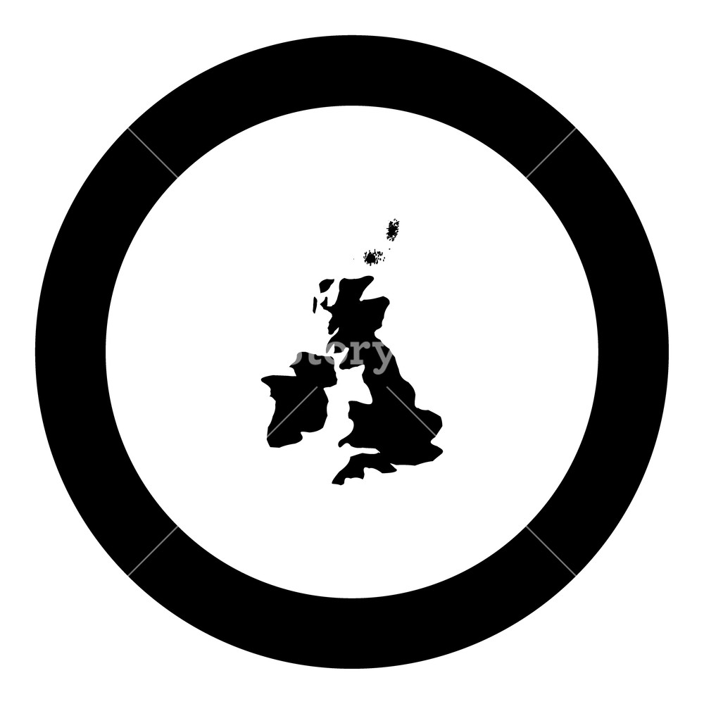 1000x1000 Map Of United Kingdom Icon Black Color In Circle Vector