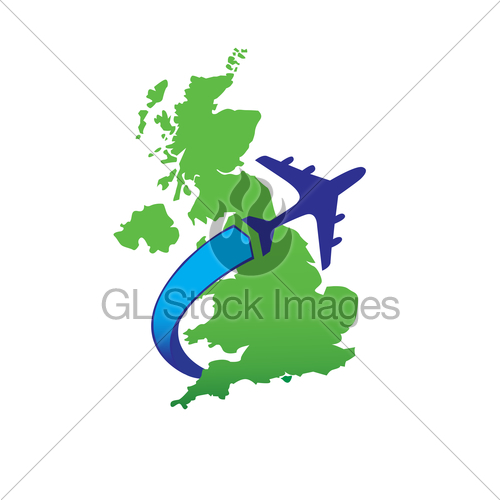 500x500 United Kingdom Icon With Plane Gl Stock Images