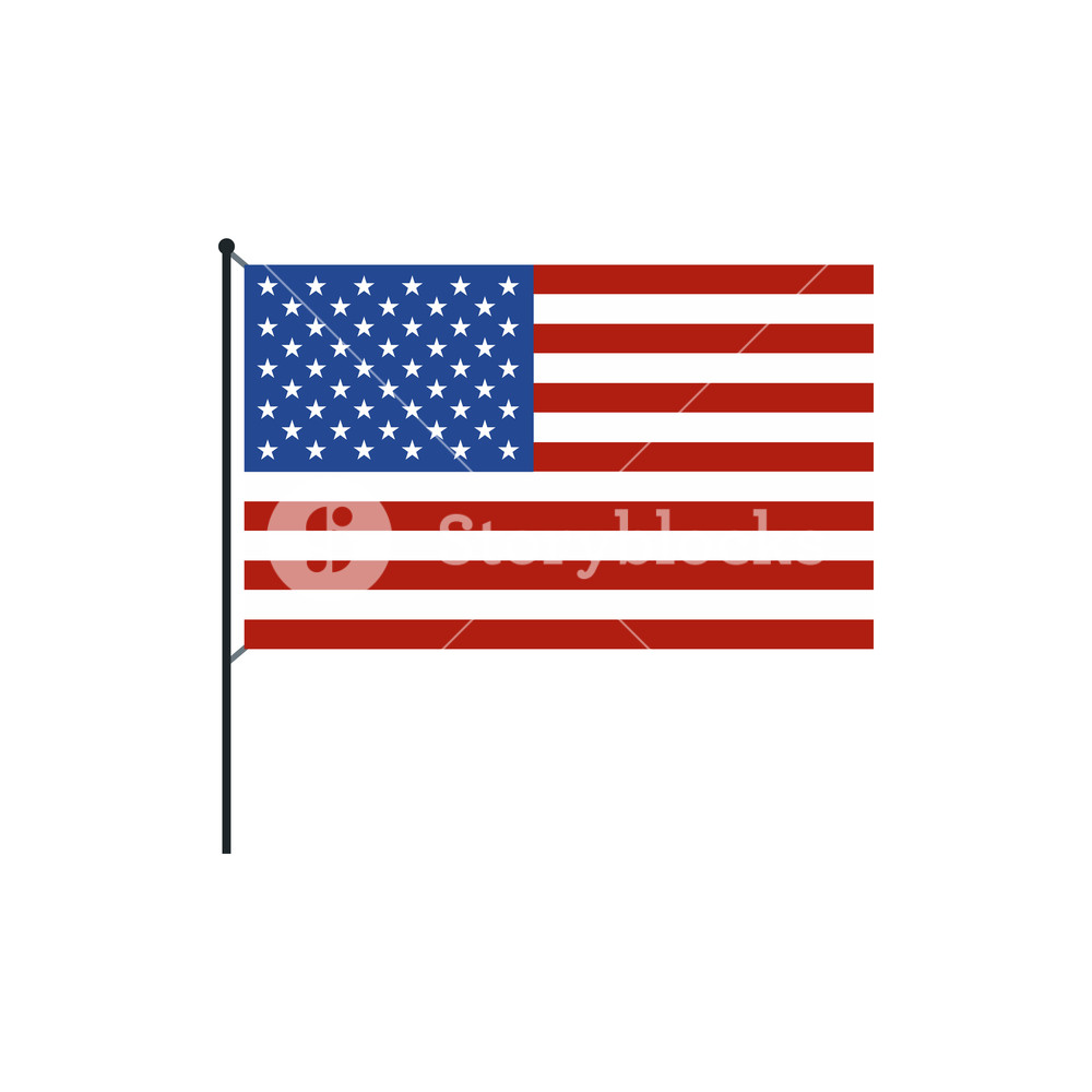 1000x1000 Usa Flag Icon In Flat Style On A White Background Royalty Free