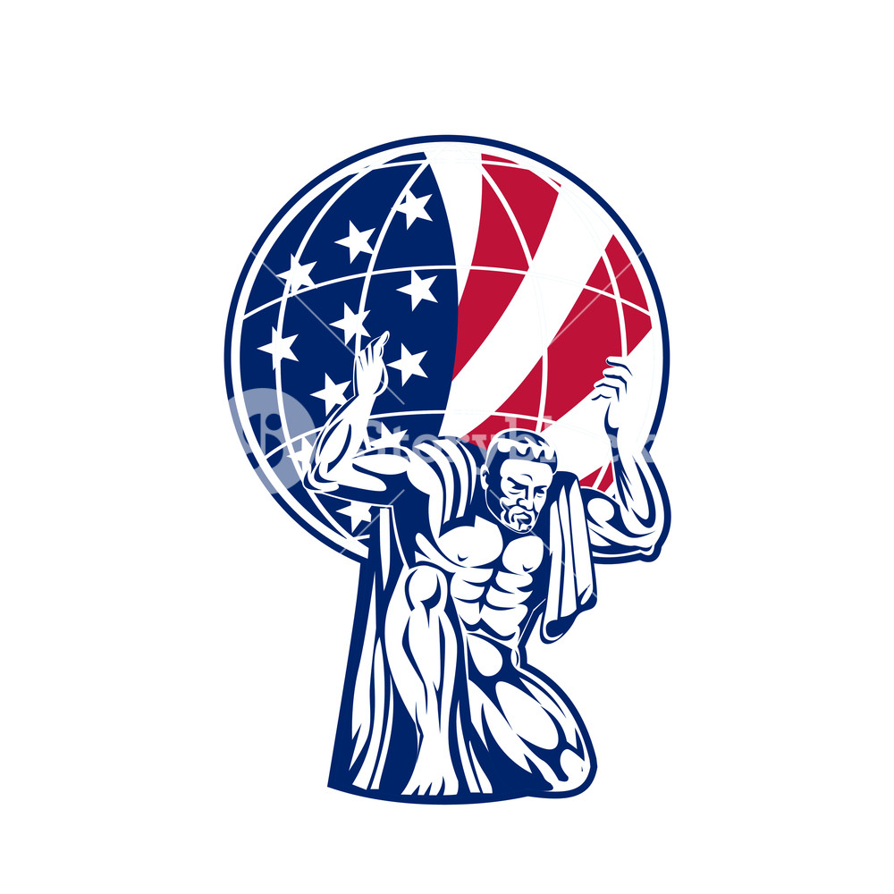 1000x1000 Icon Retro Style Illustration Of Atlas, A Titan Carrying A Globe