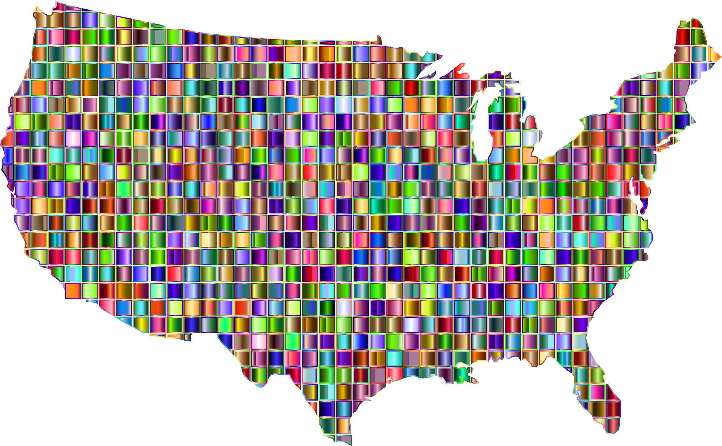 2358x1456 Chromatic Mosaic United States Map Icons Png