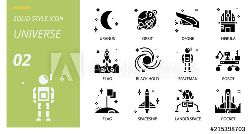 500x271 Universe Icon Pack Solid Style Icons For Universe,uranus,orbit