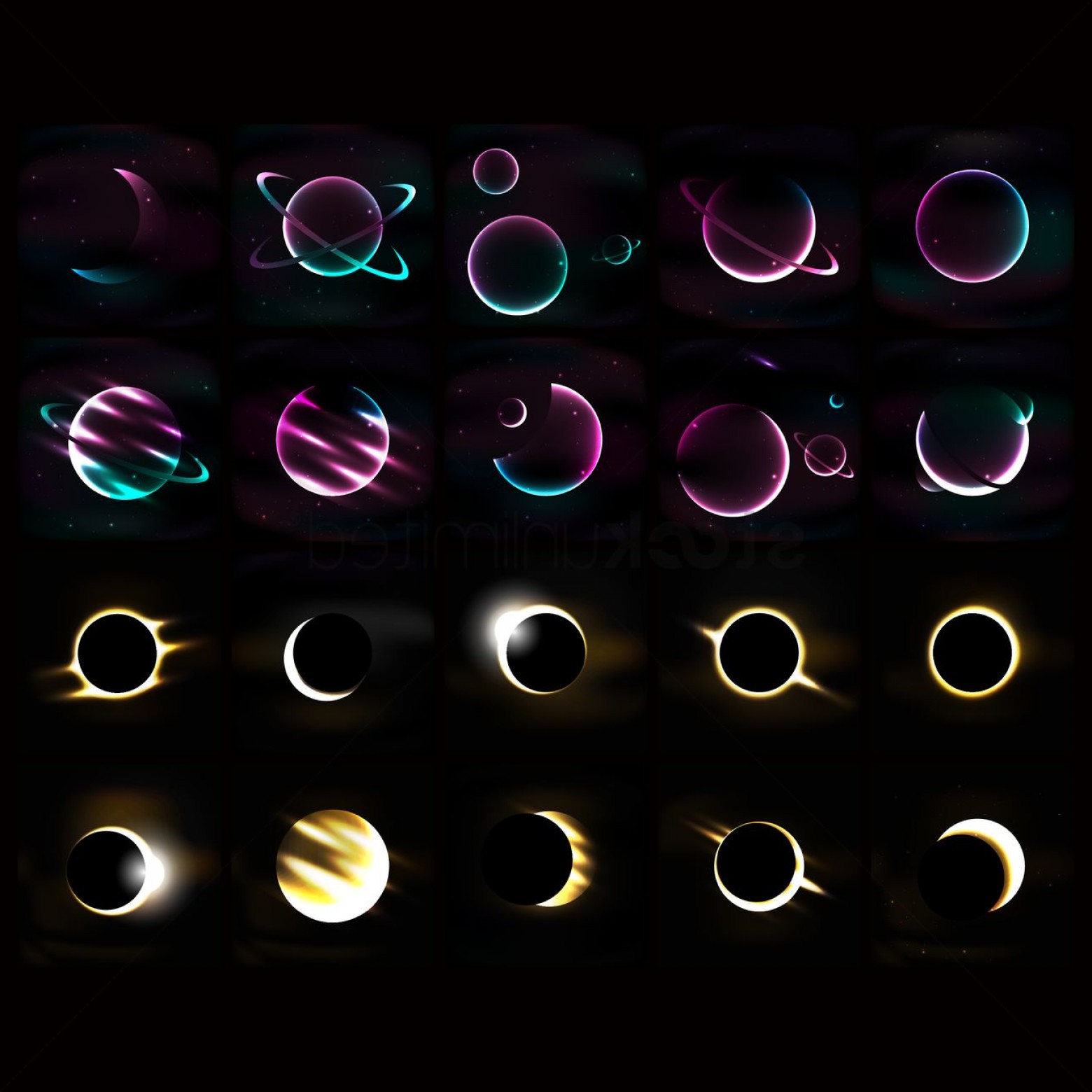 1560x1560 Set Of Universe Icon And Moon Phases Soidergi