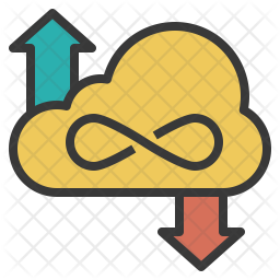 256x256 Unlimited Cloud Storage Icon Of Colored Outline Style