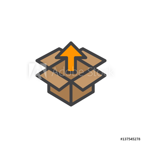 500x500 Box With Up Arrow Line Icon, Filled Outline Vector Sign, Linear