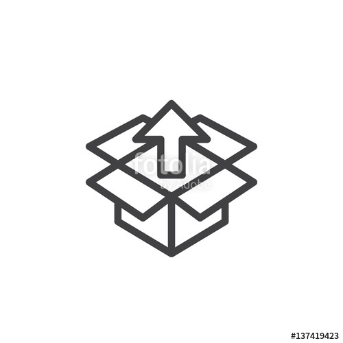 500x500 Box With Up Arrow Line Icon, Outline Vector Sign, Linear Style