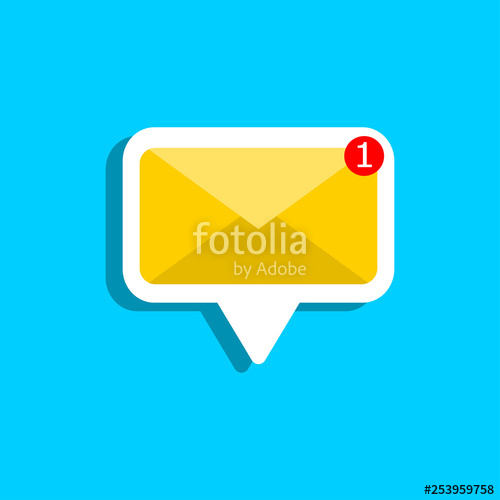 500x500 Unread Email Notification Envelope Sign Isolated On Background