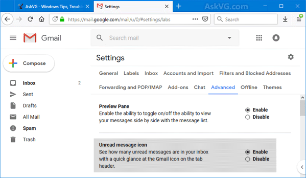 Tip Enable Unread Email Message Count Icon In Gmail 599x348 Tip Enable Unread Email Message Count Icon In Gmail