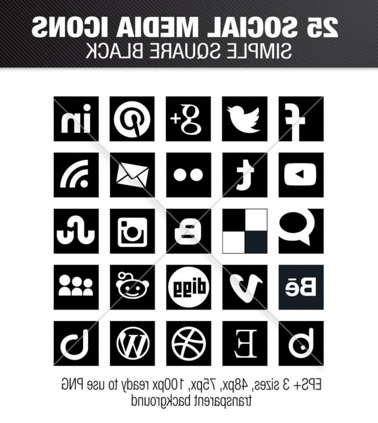 Social Media icons. Squared Media.