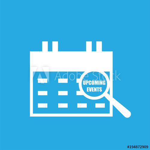 500x500 Upcoming Events Icon,flat Vector Sign Isolated On Blue Background