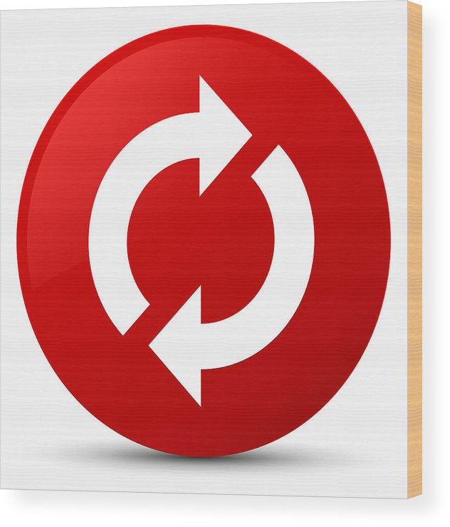 632x740 Update Icon Red Round Button Wood Print