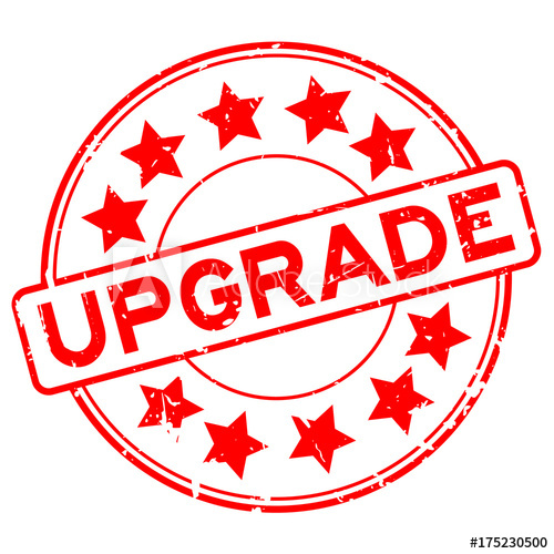 500x500 Grunge Red Upgrade Wording With Star Icon Round Rubber Seal Stamp