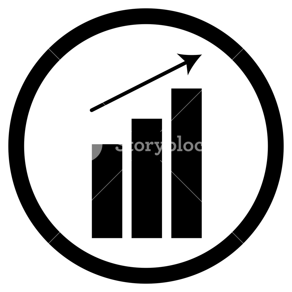 1000x1000 Chart Up Icon Emblem Simple Black Economy Information, Vector