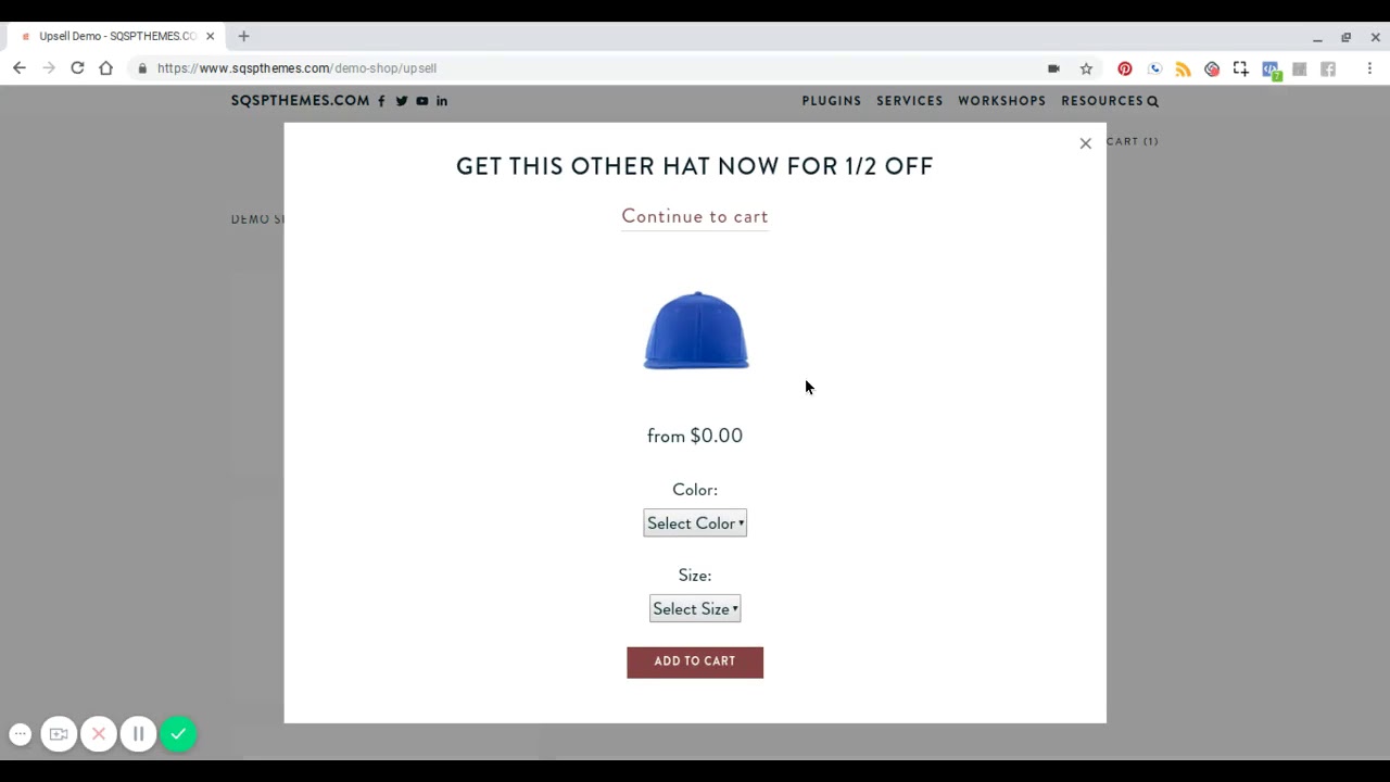 1280x720 Squarespace Click Upsell