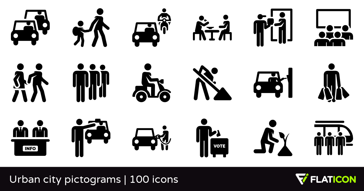 1200x630 Urban City Pictograms Free Icons