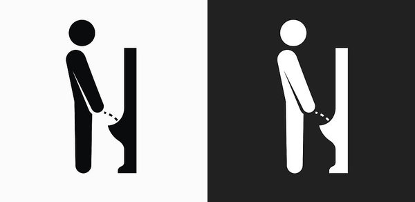 600x292 Peeing Urinal Icon On Black And White Vector Backgrounds Art Print