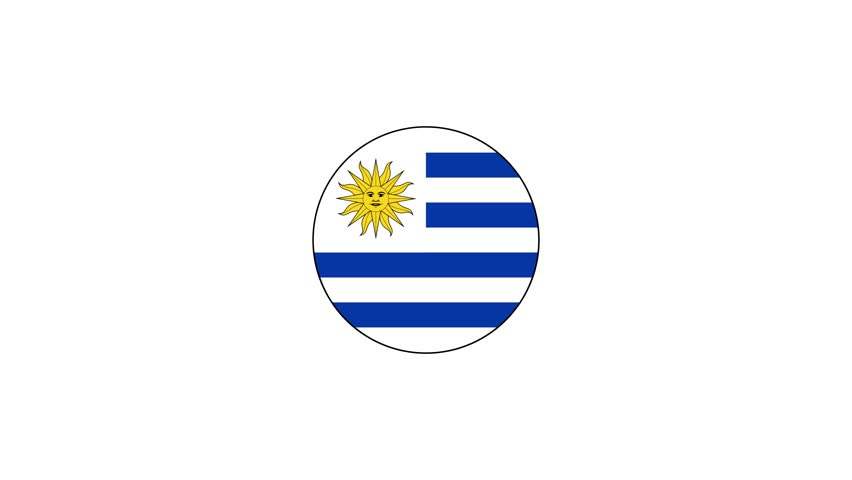 852x480 Uruguay Country Flag Icon Animation Stock Footage Video