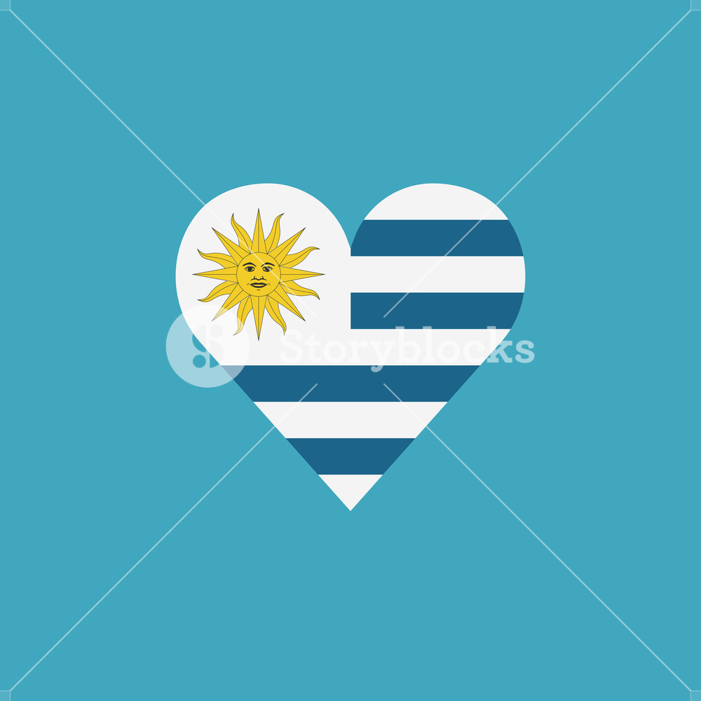 1000x1000 Uruguay Flag Icon In A Heart Shape In Flat Design Independence