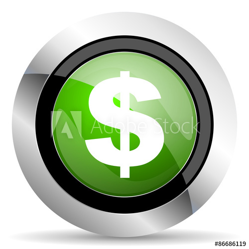500x500 Dollar Icon, Green Button, Us Dollar Sign